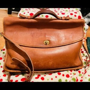 Vintage Coach 5265 British Tan Leather Lexington Briefcase Messenger Bag